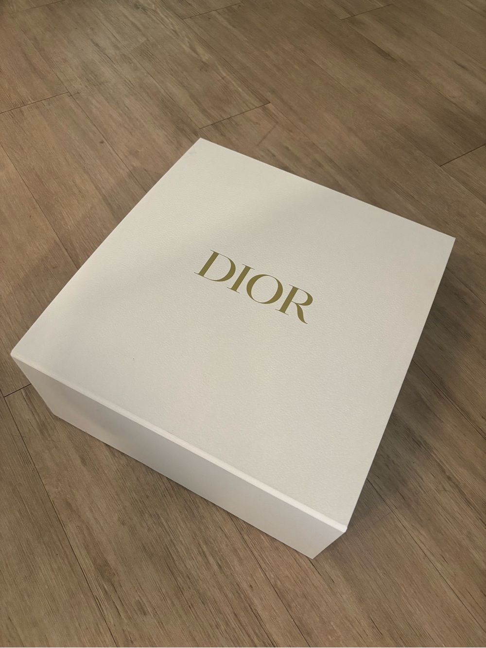 Dior White Hat Box with Gold Logo